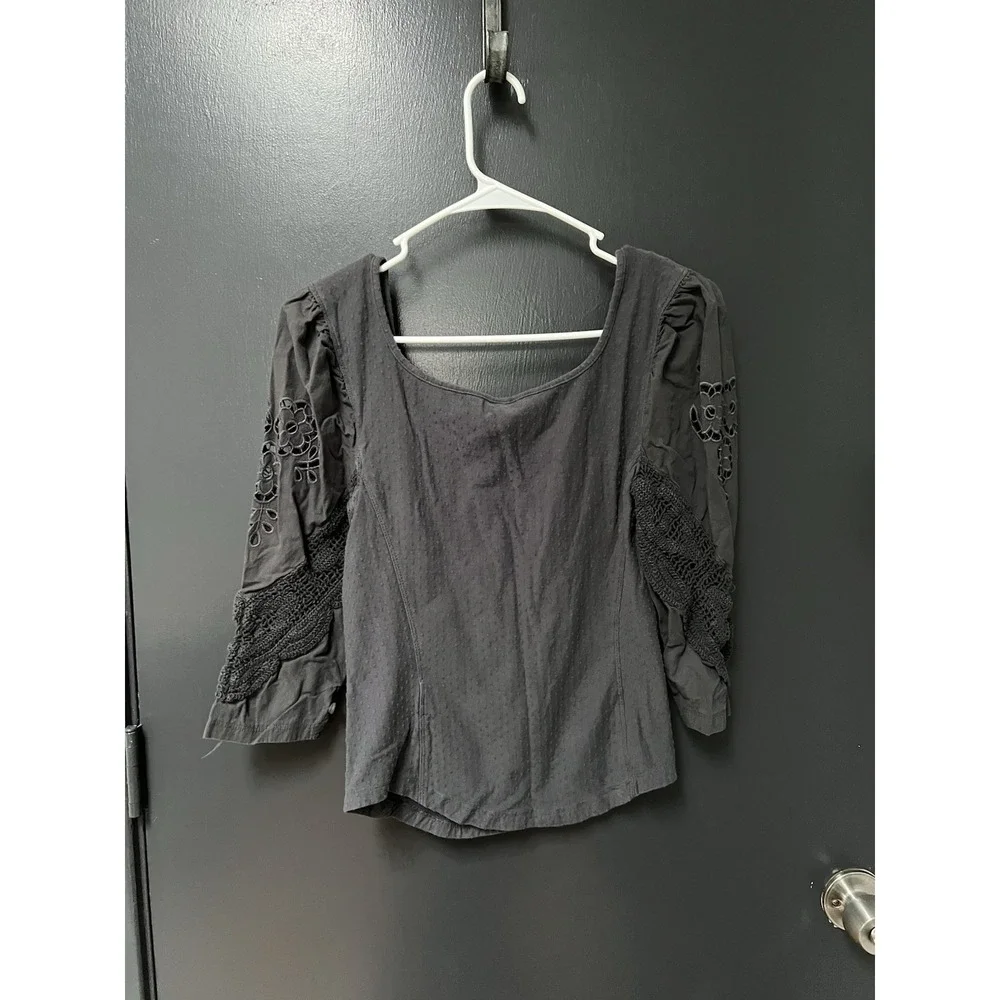 Free People Brunch Date Henley - Metal Stiletto (Gray) - Size S